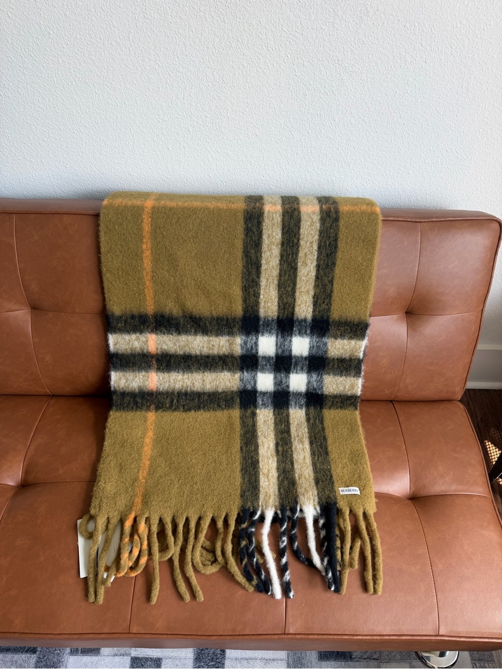 BURBERRY 77% ALPACA WOOL BIG Check Scarf IN COLOR  Oxide SIZE 190cm x 50cm